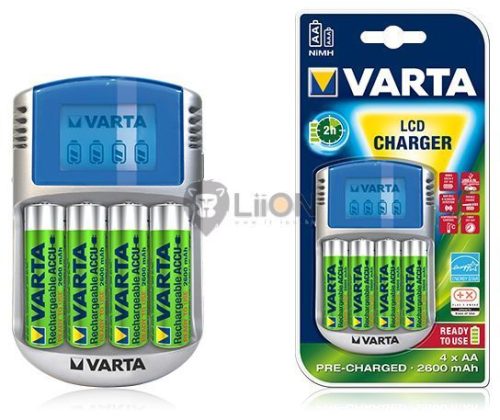 VARTA LCD Charger + 4db 2600AA akku